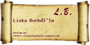 Liska Borbála névjegykártya